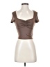 Shein Brown Short Sleeve Top Size 2 - photo 1