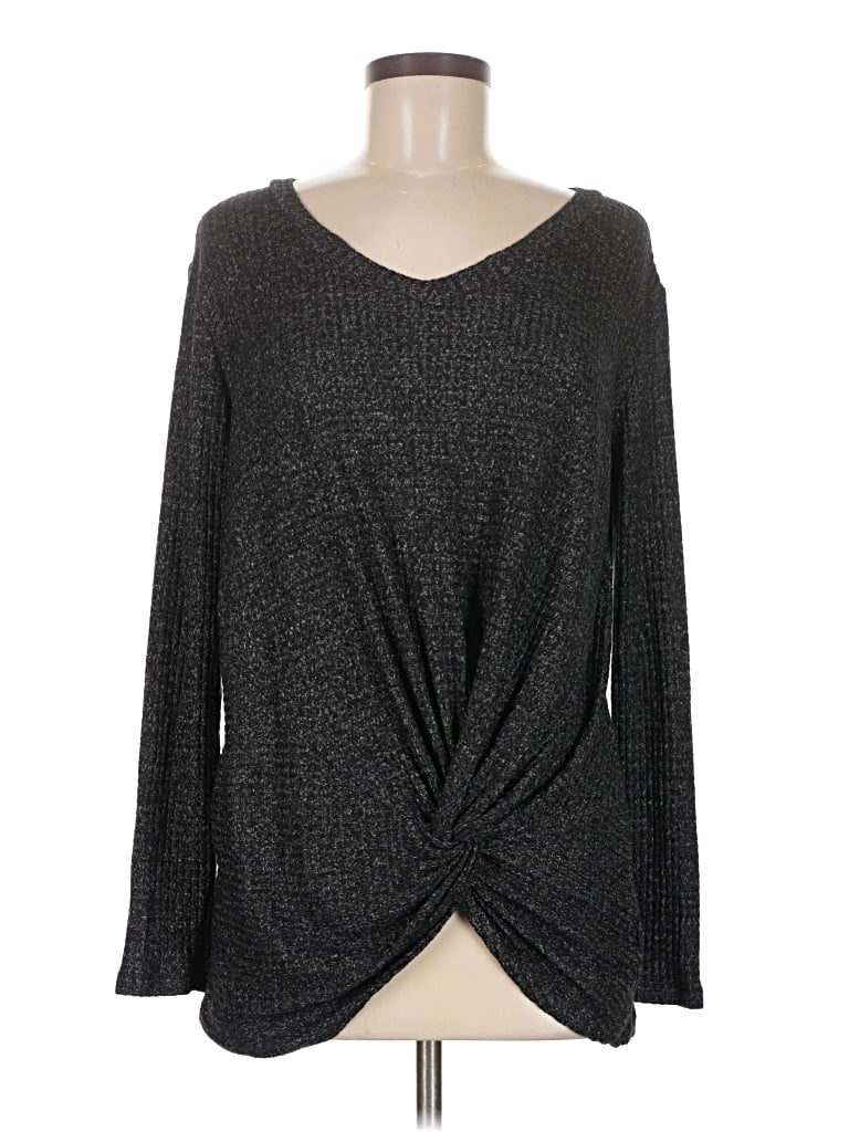 Pre-owned 143 Story Long Sleeve Top Black V-neck Tops