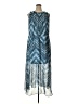Calvin Klein 100% Polyester Chevron-herringbone Blue Cocktail Dress Size 14 - photo 1