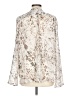 Ann Taylor LOFT 100% Polyester Animal Print Ivory Long Sleeve Blouse Size L - photo 2