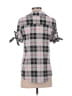 New York Laundry 100% Polyester Plaid Gray Short Sleeve Blouse Size S - photo 2
