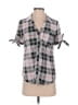 New York Laundry 100% Polyester Plaid Gray Short Sleeve Blouse Size S - photo 1