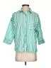 Joyspun Stripes Green 3/4 Sleeve Button-Down Shirt Size S - photo 1