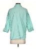 Joyspun Stripes Green 3/4 Sleeve Button-Down Shirt Size S - photo 2