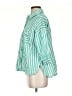 Joyspun Stripes Green 3/4 Sleeve Button-Down Shirt Size S - photo 5