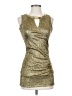 Cache 100% Polyester Metallic Gold Cocktail Dress Size XS - photo 1