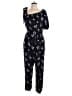 Rebecca Taylor 100% Polyester Floral Black Blue Jumpsuit Size 10 - photo 1