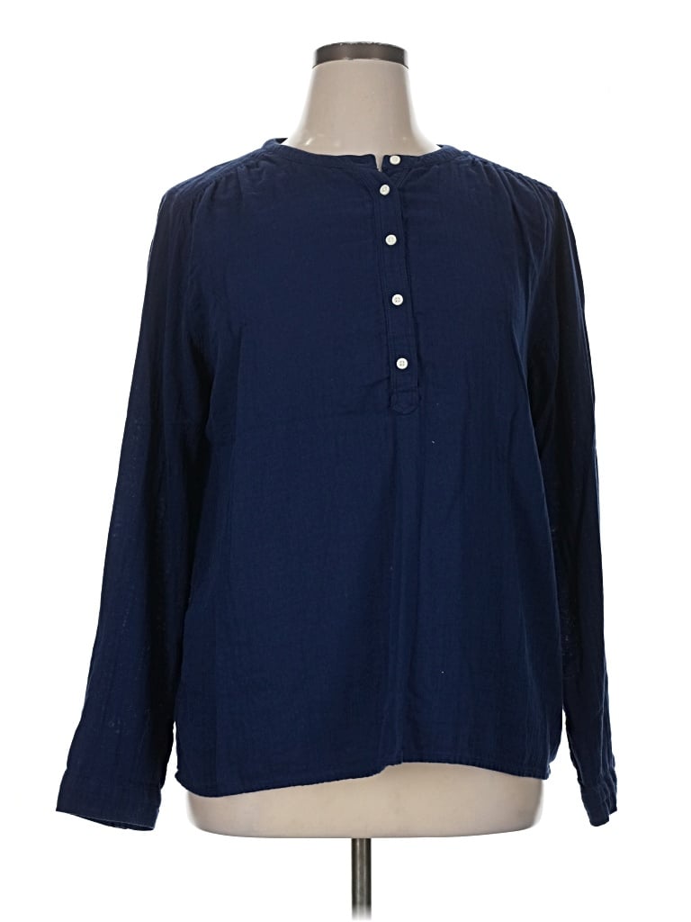Pre-owned St. John's Bay Long Sleeve Blouse In Blue