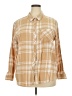 Gap 100% Cotton Plaid Tan 3/4 Sleeve Button-Down Shirt Size XXL - photo 1