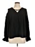 Cato 100% Polyester Black Long Sleeve Blouse Size L - photo 1
