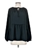 adyson parker 100% Polyester Black Blue Long Sleeve Blouse Size S - photo 1