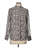 H&M 100% Polyester Animal Print Silver Long Sleeve Blouse Size 10 - photo 1
