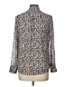 H&M 100% Polyester Animal Print Silver Long Sleeve Blouse Size 10 - photo 2
