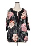 Pale Sky 100% Rayon Black 3/4 Sleeve Blouse Size 2X - photo 1