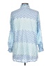 Oliphant 100% Cotton Chevron-herringbone Blue 3/4 Sleeve Blouse Size L - photo 2