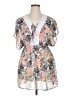 Miken Swim Tropical White Short Sleeve Blouse Size XL - photo 1