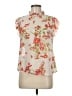 Ups & Downs 100% Polyester Floral Ivory Short Sleeve Blouse Size M - photo 1