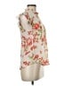 Ups & Downs 100% Polyester Floral Ivory Short Sleeve Blouse Size M - photo 4