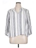 Splendid Stripes Silver 3/4 Sleeve Button-Down Shirt Size XL - photo 1