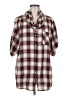 Vince. 100% Cotton Plaid Red 3/4 Sleeve Button-Down Shirt Size M - photo 1