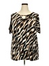 SJS Animal Print Brown Short Sleeve Blouse Size 2X - photo 1