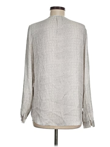 Repeat Cashmere Long Sleeve Silk Top (view 2)