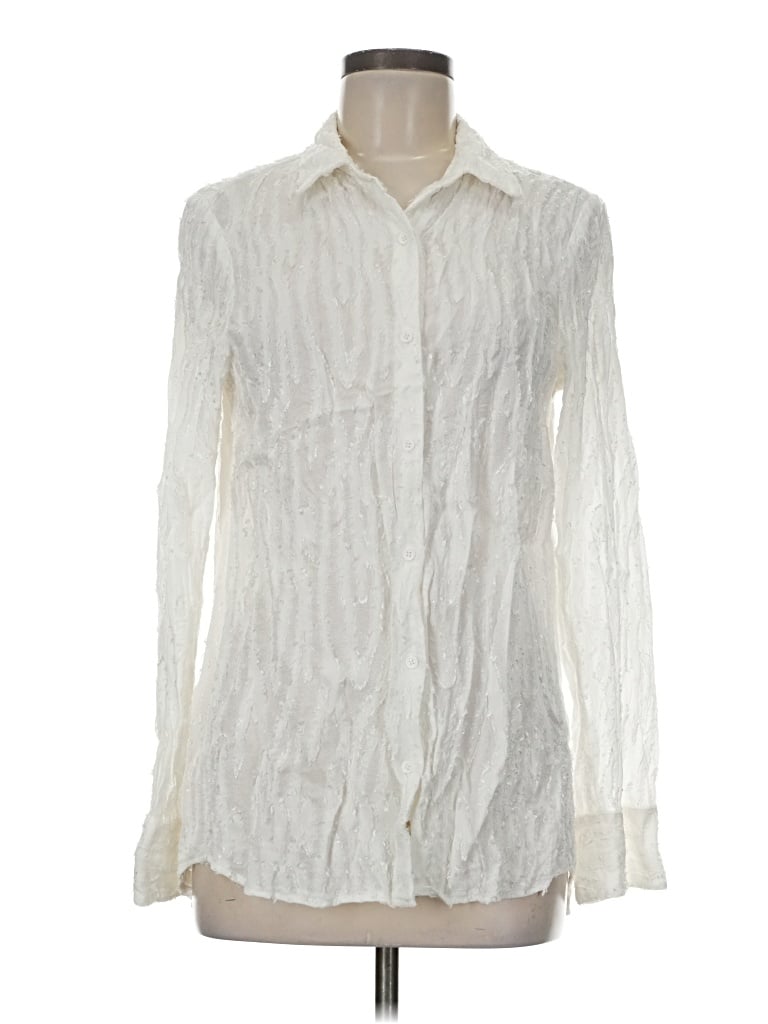 Pre-owned Catherine Catherine Malandrino Long Sleeve Blouse In White