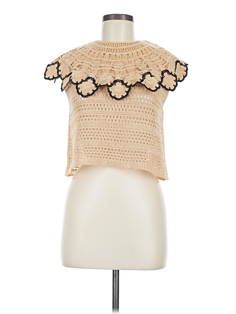 Pre-owned Zara Sleeveless Blouse In Brown