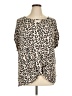 Como Blu Animal Print Tan Short Sleeve T-Shirt Size 1X - photo 1