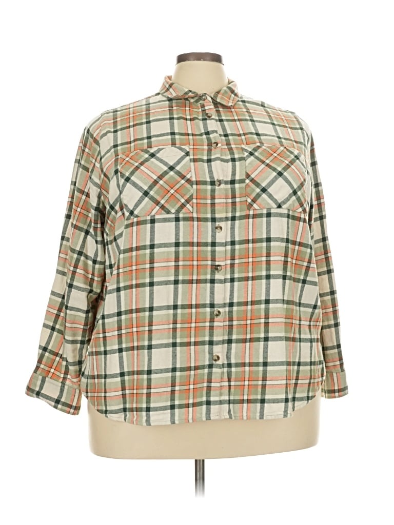 Pre-owned Dip 3/4 Sleeve Button Down Shirt In Tan
