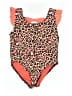 Buc-ees Animal Print Orange One Piece Swimsuit Size 9-12 mo - photo 1