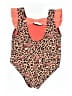 Buc-ees Animal Print Orange One Piece Swimsuit Size 9-12 mo - photo 2