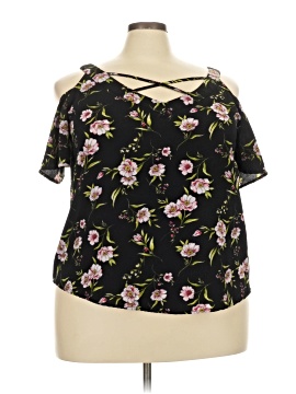 Flower & Feather Short Sleeve Blouse