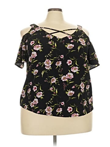 Flower & Feather Short Sleeve Blouse (view 1)