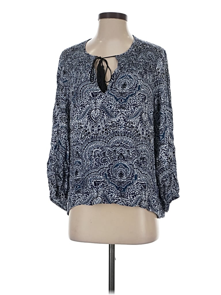 Pre-owned Ella Moss 3/4 Sleeve Blouse In Blue