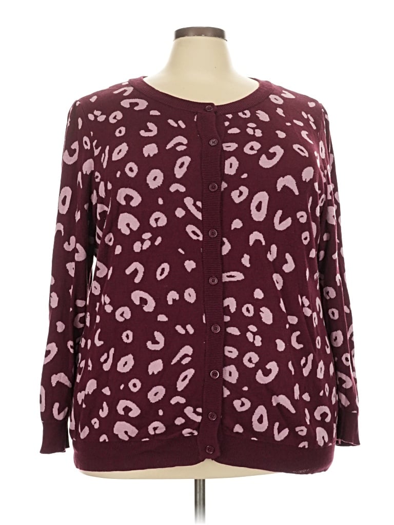 Pre-owned Modcloth Cardigan Sweater In Burgundy
