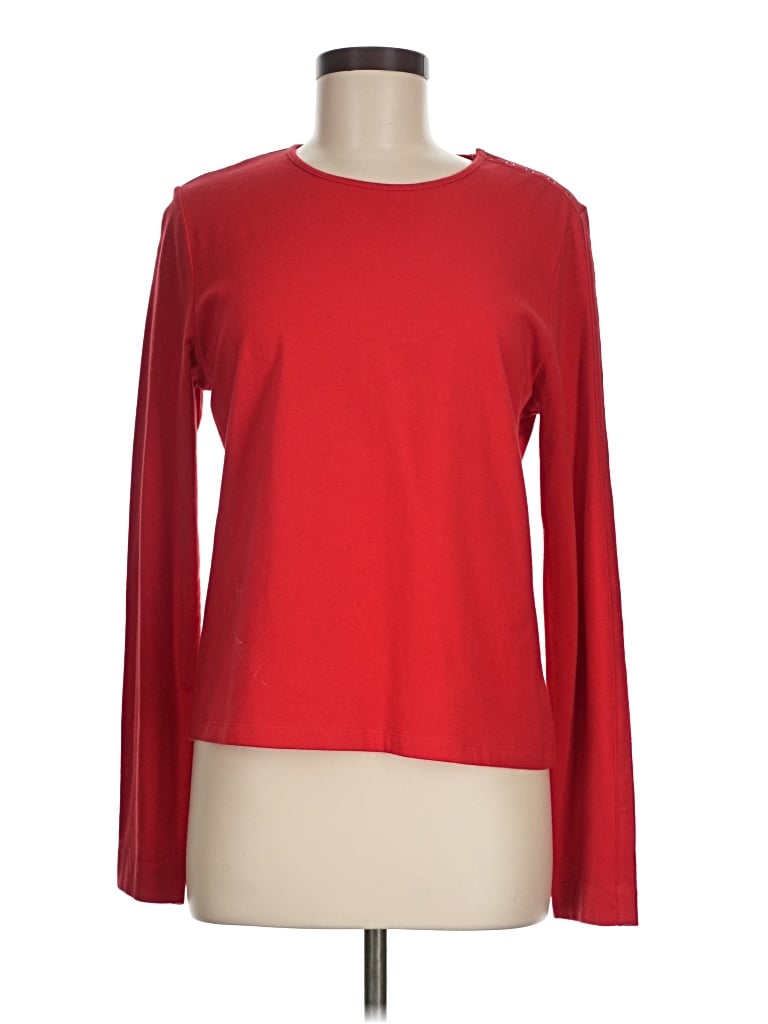 Pre-owned Ak Anne Klein Long Sleeve T-shirt In Red