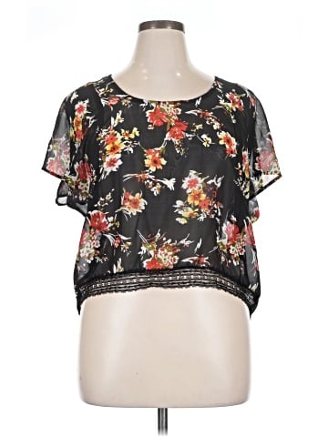 Black Poppy Short Sleeve Blouse (view 1)