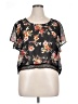Black Poppy 100% Polyester Black Short Sleeve Blouse Size XL - photo 1