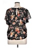 Black Poppy 100% Polyester Black Short Sleeve Blouse Size XL - photo 2