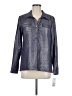 NY Collection Metallic Blue Long Sleeve Button-Down Shirt Size M - photo 1
