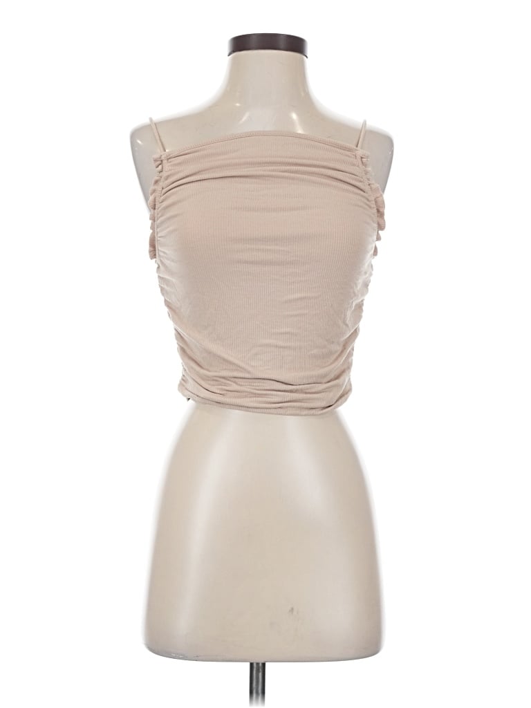 Pre-owned Superdown Sleeveless Top Tan Strapless Neckline Tops In Brown