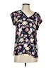 Serein 100% Polyester Floral Blue Short Sleeve Blouse Size S - photo 1