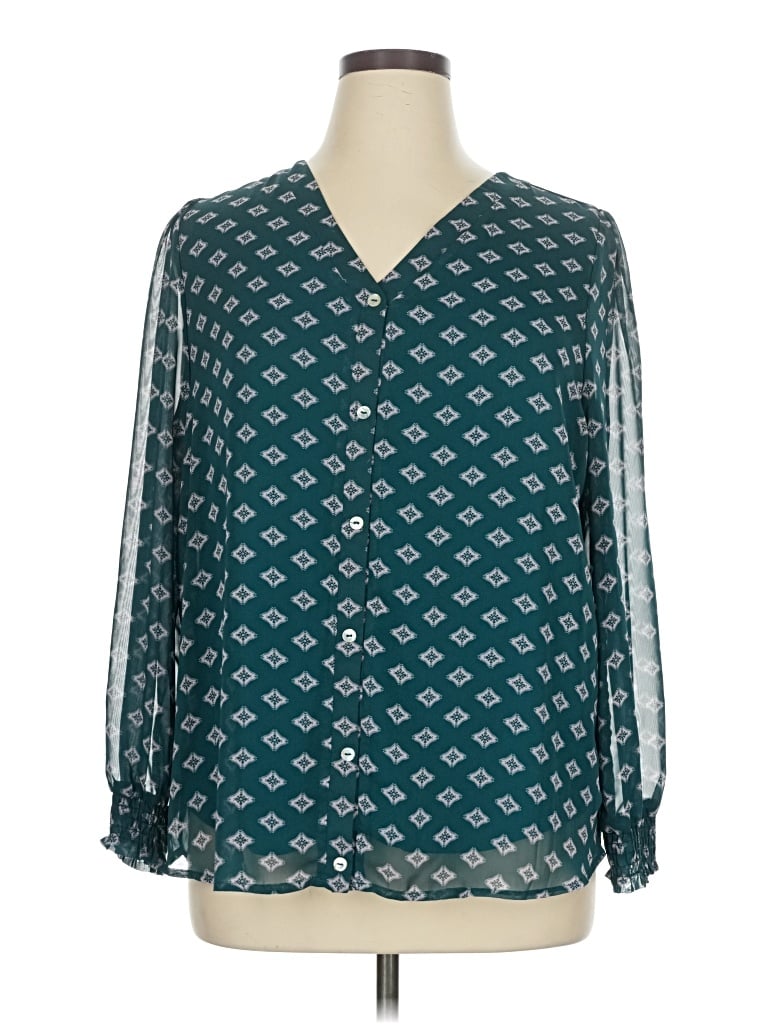 Pre-owned West Kei Long Sleeve Blouse In Blue