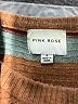 Pink Rose Stripes Brown Pullover Sweater Size S - photo 7