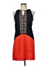 THML 100% Polyester Color Block Orange Casual Dress Size M (petite) - photo 1