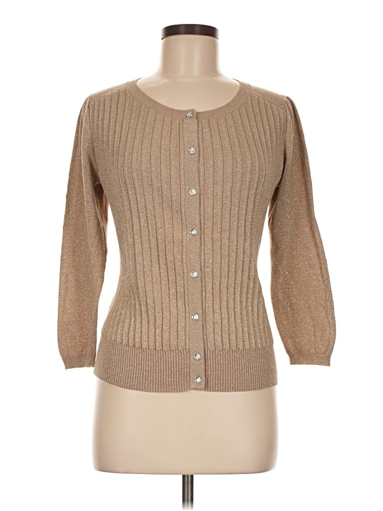 Pre-owned Roz & Ali Cardigan Sweater In Tan