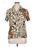 Elementz 100% Polyester Animal Print Brown Short Sleeve Blouse Size XL - photo 1