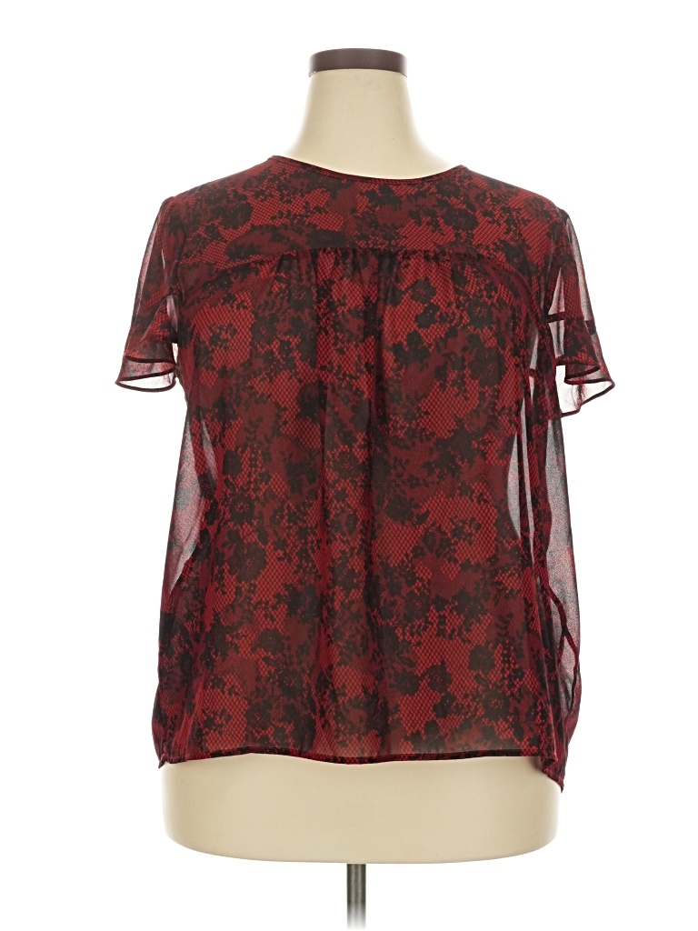Pre-owned Michael Michael Kors Short Sleeve Blouse In Burgundy