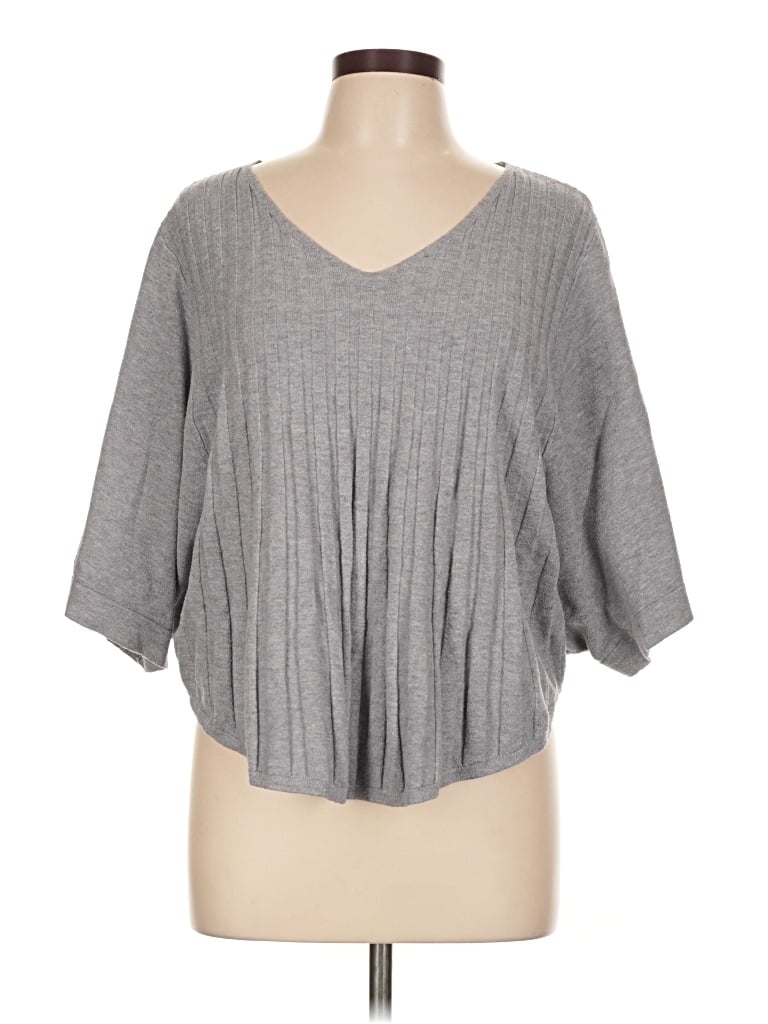 Pre-owned Vila Milano 3/4 Sleeve Top Gray V-neck Tops